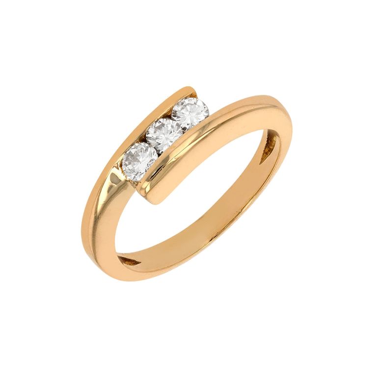 Bague trilogie diamants 0.18 carat or jaune 3.19g Comme neuf -  reconditionné disponible sur Gemme Les Bijoux